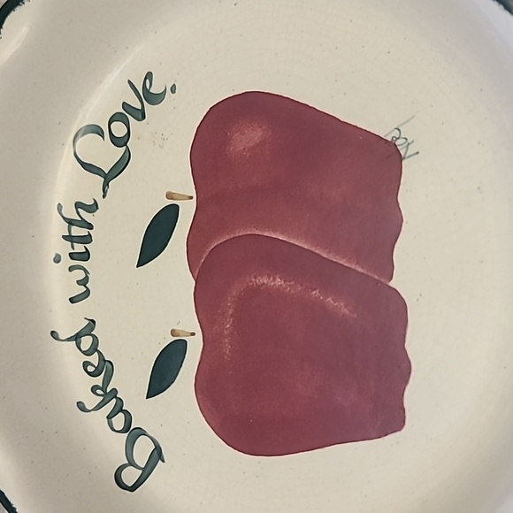 Noel Studio Pottery Baked with Love Pie Plate - Cream and Red - Picture 2 of 4